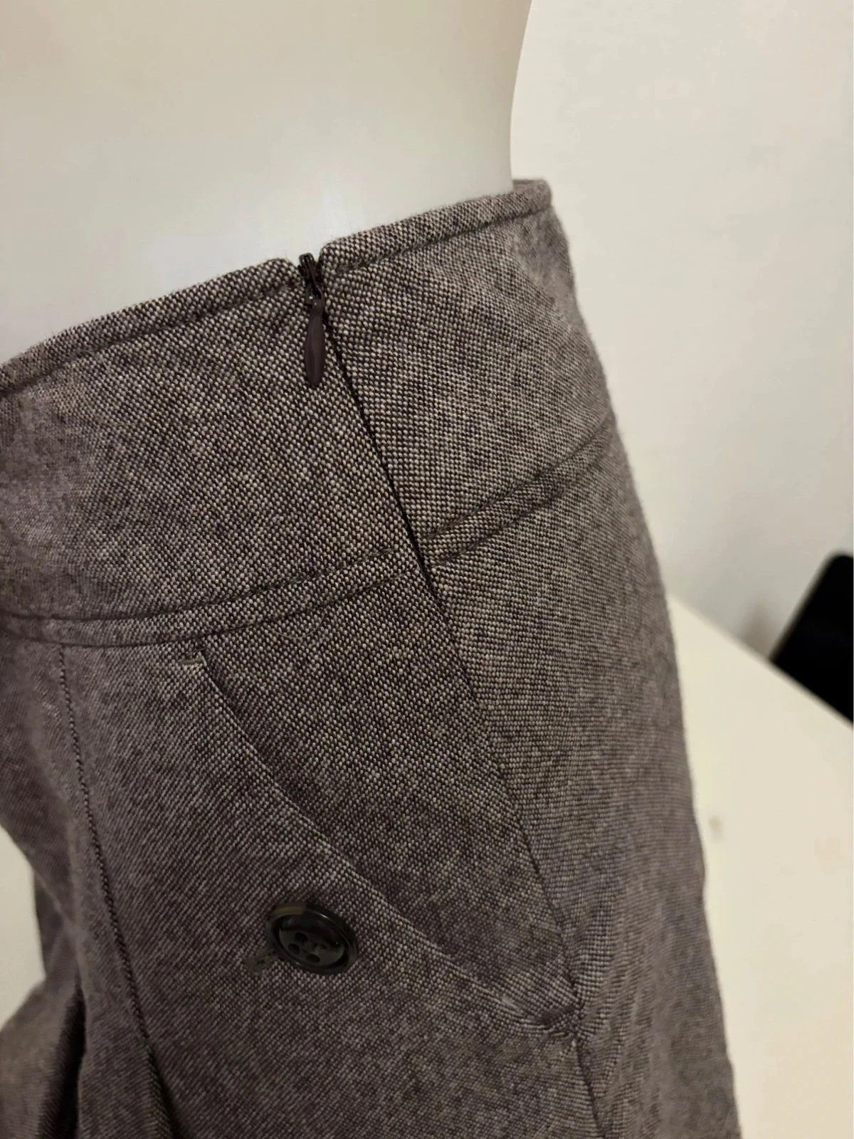 ☀️ Jupe courte Esprit taupe chiné en laine & viscose – Taille 34 (XS) – photo 6